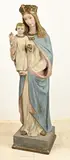 H 153 cm. by Groot antiek Maria beeld met kindje Jezus, Gips, gepolychromeerd, sold Jan 2025