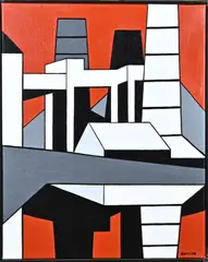 Klaas Bernink, Fabriek Rheine, Acryl op linnen