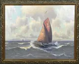 Henk Dekker, Scheveningse vissersboot, Olieverf op linnen
