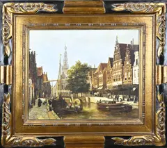 L. Bachman, Hollands stadsgezicht, Olieverf op linnen