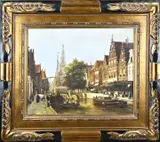 L. Bachman, Hollands stadsgezicht, Olieverf op linnen