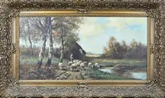 Piet Bouter, Schaapskooi, Olieverf op linnen