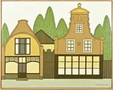 Klaas Bernink, Gevels in Bolsward, Acryl op linnen
