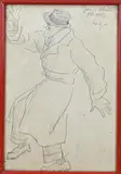 Jan Willem Sluiter, Dansende man in regenjas, Potlood op papier