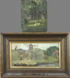 Twee werken van Daan Muhlhaus, 2x Landschap, Olieverf op paneel