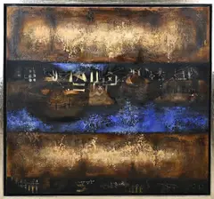 Marjola Jaska, Abstract met figuren, Olieverf op linnen