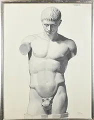 C. v.d Waals, Buste Romeins beeld, 1911, Tekening op papier