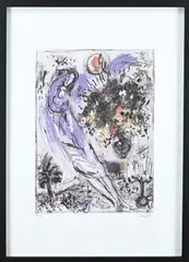 Lithografie Marc Chagall, Fantasie voorstelling, Lithografie Marc Chagall