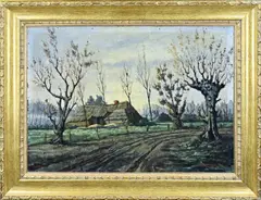Th. Penning, Drents landschap, Olieverf op linnen
