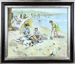D. Pelotti, Strandgezicht, Olieverf op paneel