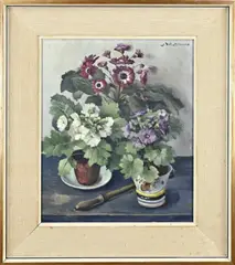 P.W. Millenman, Bloemstilleven, Olieverf op linnen
