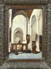 T. Verkerk, Haagse kerk, Olieverf op linnen