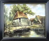 Oldenzaal Ton Ankoné, Twentse watermolen, Olieverf op paneel