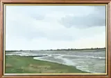 Jan Ouwersloot, Rivier gezicht de Lek, Olieverf op paneel