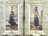E. Jolli, Vissersvrouw + Waterdrager, Olieverf op linnen