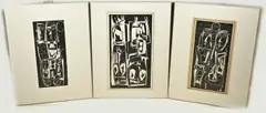 Drie werken van Eef de Weerd, Abstract, Gemengde techniek op papier