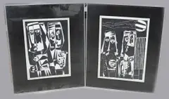 Twee werken van Eef de Weerd, Abstract, Zwarte inkt op papier