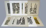 Tien diverse werken van Eef de Weerd, Abstract, Zwarte inkt op papier