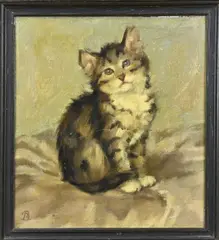 Bär von H Monogram, Jonge kat, Olieverf op linnen