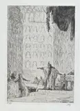 Marius Bauer, Sultan met figuren in tempel, Ets op papier
