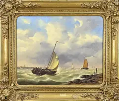 Onduidelijk gesigneerd, Zeegezicht, Olieverf op paneel