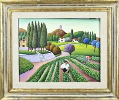 Cesare Marchesini, Figuren in tuin, Olieverf op linnen