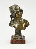 bronzen buste by Emmanuel Villanis, Antiek Franse buste van brons door E, sold Oct 2024