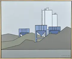 Klaas Bernink, Haven Enschede, 1992, Acryl op linnen