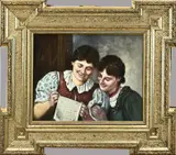 Duitse School, Zuster lezen liefdesbrief, Olieverf op linnen