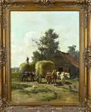 C. Verschuur, Landarbeiders aan het hooien, Olieverf op linnen