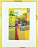 Ton Schulten, Zonovergoten coulissen landschap, Lithografie op papier