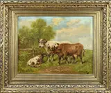 Paul Schouten, Landschap met koeien, Olieverf op linnen