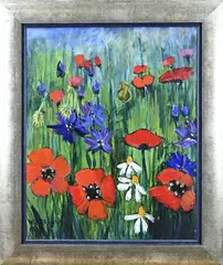 Maya Wildevuur, Klaprozenveld, Acryl op linnen