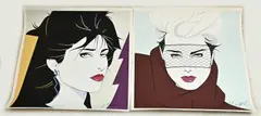 2x Patrick Nagel, 2x Damesportret, Litho op papier