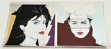 2x Patrick Nagel, 2x Damesportret, Litho op papier