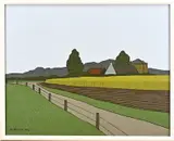 Klaas Bernink, Boerderij bij Steenwijkerwold, 1977, Acryl op linnen