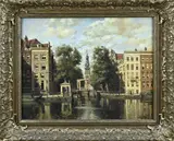 Tinus de Jongh, Grachtengezicht Amsterdam, Olieverf op linnen