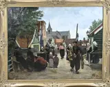 Monogram +, Hollands stadsgezicht (Volendam of Marken), Olieverf op linnen