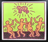 Lithografie Keith Haring, Dansende figuren, Lithografie Keith Haring