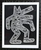 Abstracte honden figuren by Ongesigneerde lithografie in de stijl van Keith Haring, Ongesigneerde lithografie in de stijl van Keith Haring, sold Jul 2024