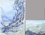 Twee werken van Jacob Eriks, Berglandschappen, Olieverf op linnen