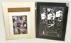 Abstract by Twee werken van Eef de Weerd, Gemengde techniek op papier, sold Jul 2024