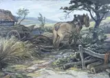 Jac. Eriks, Trekpaard bij kar, Olieverf op linnen