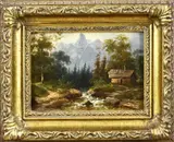 H. Lorrach Fecit, Berglandschap met beek, Olieverf op linnen