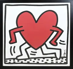 Lithografie Keith Haring, Lopend hart, Lithografie Keith Haring