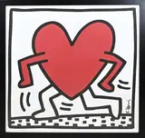 Lithografie Keith Haring, Lopend hart, Lithografie Keith Haring