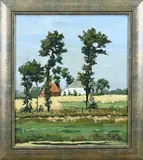 H. Frauenfelder, Landschap met boerderij, Olieverf op linnen