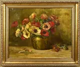 E. van der Ven, Vaas met anemonen, Olieverf op linnen