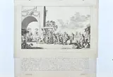 Hollandse gravure, Jongen rijcken Hollander op geldkist, 17e - 18e Eeuwse Hollandse gravure Engelsche kraam Jongen rijcken Hollander op geldkist