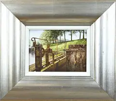 Exel, Landschap met sluis, Olieverf op paneel